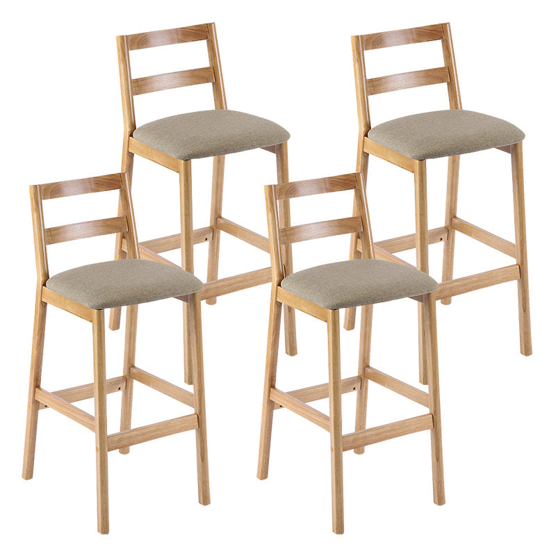 Modern Solid Wood Counter & Bar Stool Low Back Bar Stool with Wood Legs Khaki 4 Piece Set Clearhalo 'Bar Furniture' 'Bar Stools' 'bar_stools' 'furn' 'furn_bar_stools' 'furniture_bar_stools' 'Kitchen & Dining Furniture' 'kitchen&dining_furn' 'kitchen' 'kitchen_furn' Furniture' 4258895