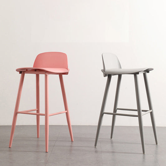 Modern Armless Backrest Counter Stool Steel Household Bar Stool with Plastic Seat Clearhalo 'Bar Furniture' 'Bar Stools' 'bar_stools' 'furn' 'furn_bar_stools' 'furniture_bar_stools' 'Kitchen & Dining Furniture' 'kitchen&dining_furn' 'kitchen' 'kitchen_furn' Furniture' 4258977