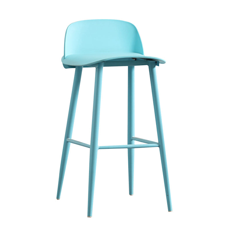 Modern Armless Backrest Counter Stool Steel Household Bar Stool with Plastic Seat Blue 1 Piece Clearhalo 'Bar Furniture' 'Bar Stools' 'bar_stools' 'furn' 'furn_bar_stools' 'furniture_bar_stools' 'Kitchen & Dining Furniture' 'kitchen&dining_furn' 'kitchen' 'kitchen_furn' Furniture' 4258978
