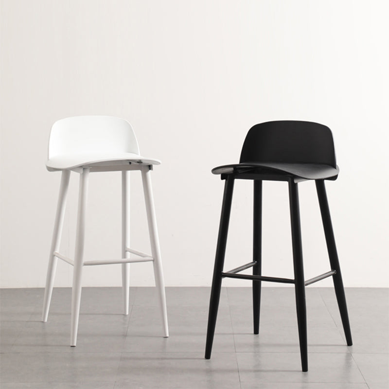 Modern Armless Backrest Counter Stool Steel Household Bar Stool with Plastic Seat Clearhalo 'Bar Furniture' 'Bar Stools' 'bar_stools' 'furn' 'furn_bar_stools' 'furniture_bar_stools' 'Kitchen & Dining Furniture' 'kitchen&dining_furn' 'kitchen' 'kitchen_furn' Furniture' 4258980