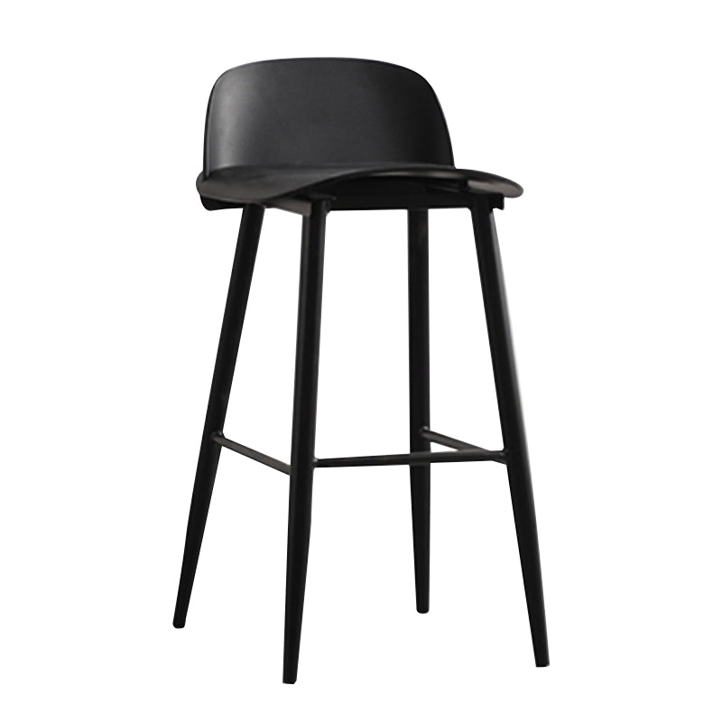 Modern Armless Backrest Counter Stool Steel Household Bar Stool with Plastic Seat Black 1 Piece Clearhalo 'Bar Furniture' 'Bar Stools' 'bar_stools' 'furn' 'furn_bar_stools' 'furniture_bar_stools' 'Kitchen & Dining Furniture' 'kitchen&dining_furn' 'kitchen' 'kitchen_furn' Furniture' 4258981