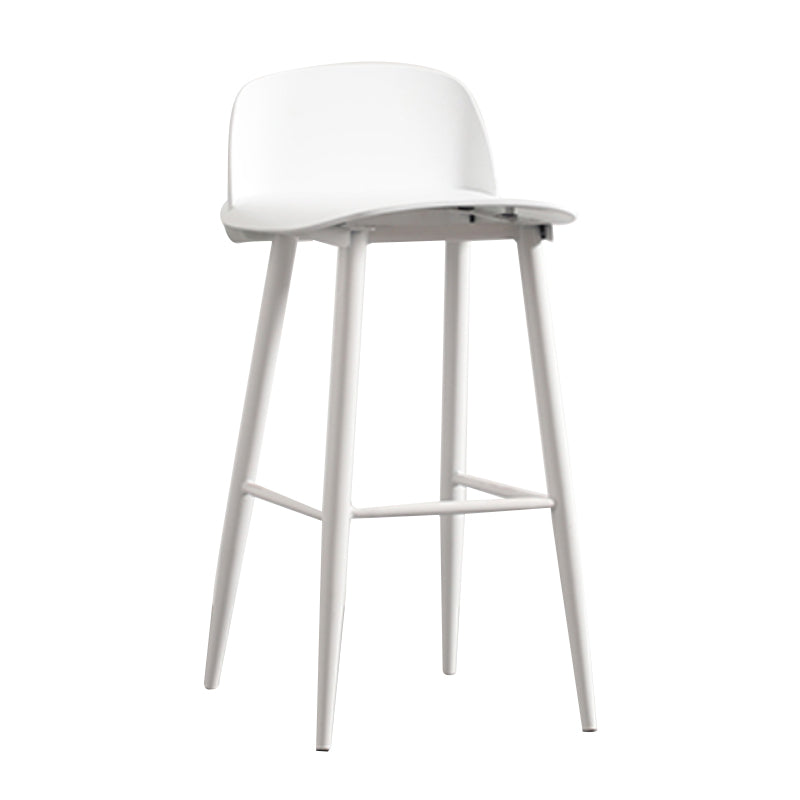 Modern Armless Backrest Counter Stool Steel Household Bar Stool with Plastic Seat White 1 Piece Clearhalo 'Bar Furniture' 'Bar Stools' 'bar_stools' 'furn' 'furn_bar_stools' 'furniture_bar_stools' 'Kitchen & Dining Furniture' 'kitchen&dining_furn' 'kitchen' 'kitchen_furn' Furniture' 4258983