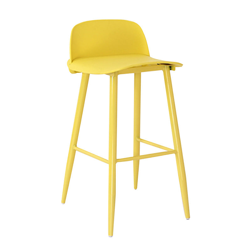 Modern Armless Backrest Counter Stool Steel Household Bar Stool with Plastic Seat Yellow 1 Piece Clearhalo 'Bar Furniture' 'Bar Stools' 'bar_stools' 'furn' 'furn_bar_stools' 'furniture_bar_stools' 'Kitchen & Dining Furniture' 'kitchen&dining_furn' 'kitchen' 'kitchen_furn' Furniture' 4258986