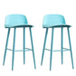 Modern Armless Backrest Counter Stool Steel Household Bar Stool with Plastic Seat Blue 2 Piece Set Clearhalo 'Bar Furniture' 'Bar Stools' 'bar_stools' 'furn' 'furn_bar_stools' 'furniture_bar_stools' 'Kitchen & Dining Furniture' 'kitchen&dining_furn' 'kitchen' 'kitchen_furn' Furniture' 4258987