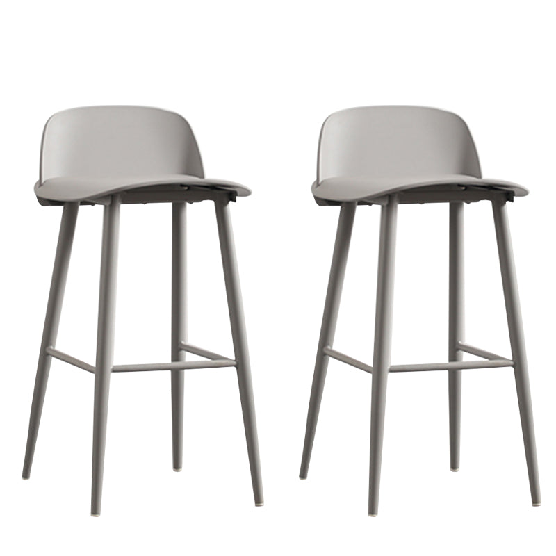 Modern Armless Backrest Counter Stool Steel Household Bar Stool with Plastic Seat Grey 2 Piece Set Clearhalo 'Bar Furniture' 'Bar Stools' 'bar_stools' 'furn' 'furn_bar_stools' 'furniture_bar_stools' 'Kitchen & Dining Furniture' 'kitchen&dining_furn' 'kitchen' 'kitchen_furn' Furniture' 4258989