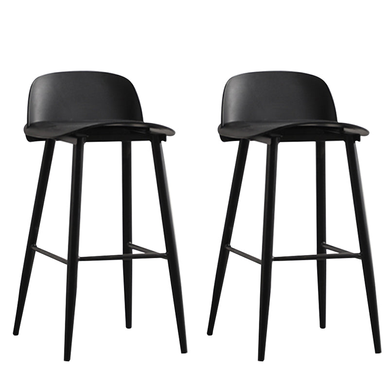 Modern Armless Backrest Counter Stool Steel Household Bar Stool with Plastic Seat Black 2 Piece Set Clearhalo 'Bar Furniture' 'Bar Stools' 'bar_stools' 'furn' 'furn_bar_stools' 'furniture_bar_stools' 'Kitchen & Dining Furniture' 'kitchen&dining_furn' 'kitchen' 'kitchen_furn' Furniture' 4258990