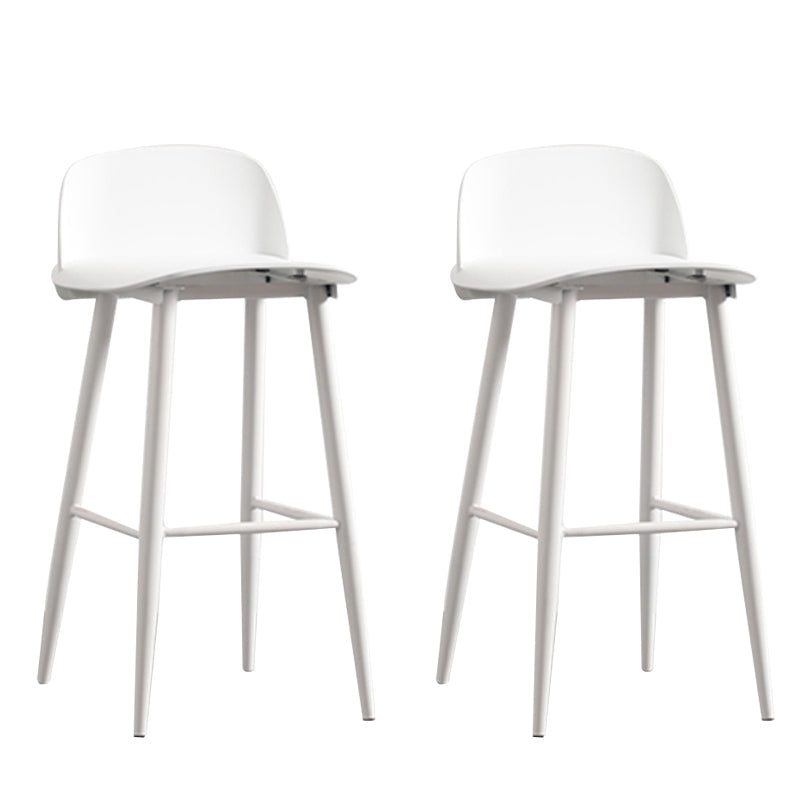 Modern Armless Backrest Counter Stool Steel Household Bar Stool with Plastic Seat White 2 Piece Set Clearhalo 'Bar Furniture' 'Bar Stools' 'bar_stools' 'furn' 'furn_bar_stools' 'furniture_bar_stools' 'Kitchen & Dining Furniture' 'kitchen&dining_furn' 'kitchen' 'kitchen_furn' Furniture' 4258992