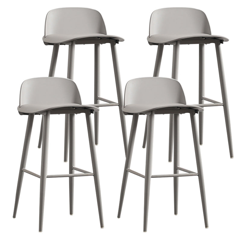 Modern Armless Backrest Counter Stool Steel Household Bar Stool with Plastic Seat Grey 4 Piece Set Clearhalo 'Bar Furniture' 'Bar Stools' 'bar_stools' 'furn' 'furn_bar_stools' 'furniture_bar_stools' 'Kitchen & Dining Furniture' 'kitchen&dining_furn' 'kitchen' 'kitchen_furn' Furniture' 4258995