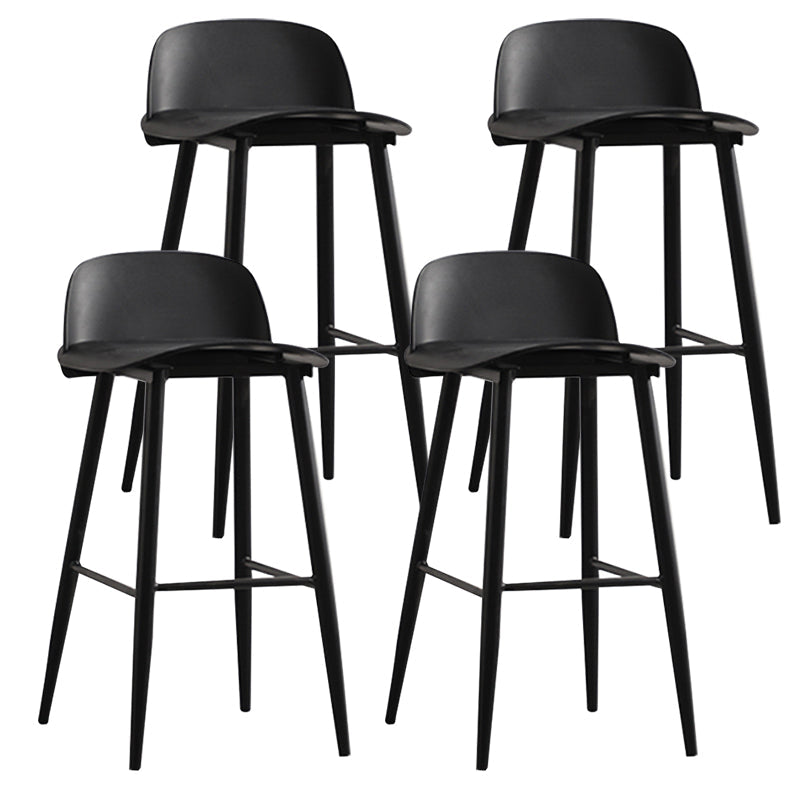 Modern Armless Backrest Counter Stool Steel Household Bar Stool with Plastic Seat Black 4 Piece Set Clearhalo 'Bar Furniture' 'Bar Stools' 'bar_stools' 'furn' 'furn_bar_stools' 'furniture_bar_stools' 'Kitchen & Dining Furniture' 'kitchen&dining_furn' 'kitchen' 'kitchen_furn' Furniture' 4258996