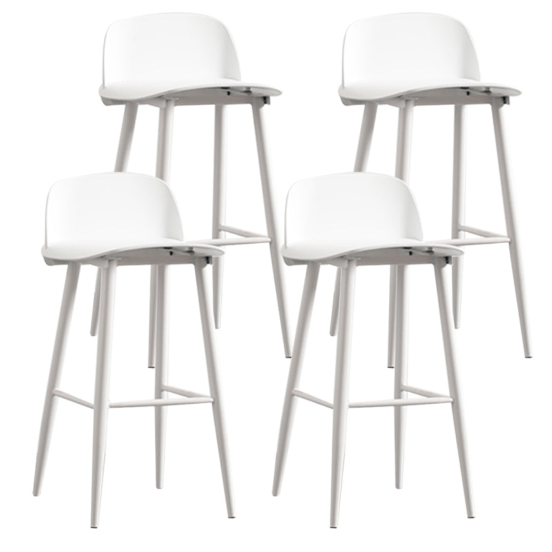 Modern Armless Backrest Counter Stool Steel Household Bar Stool with Plastic Seat White 4 Piece Set Clearhalo 'Bar Furniture' 'Bar Stools' 'bar_stools' 'furn' 'furn_bar_stools' 'furniture_bar_stools' 'Kitchen & Dining Furniture' 'kitchen&dining_furn' 'kitchen' 'kitchen_furn' Furniture' 4258998