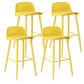 Modern Armless Backrest Counter Stool Steel Household Bar Stool with Plastic Seat Yellow 4 Piece Set Clearhalo 'Bar Furniture' 'Bar Stools' 'bar_stools' 'furn' 'furn_bar_stools' 'furniture_bar_stools' 'Kitchen & Dining Furniture' 'kitchen&dining_furn' 'kitchen' 'kitchen_furn' Furniture' 4258999