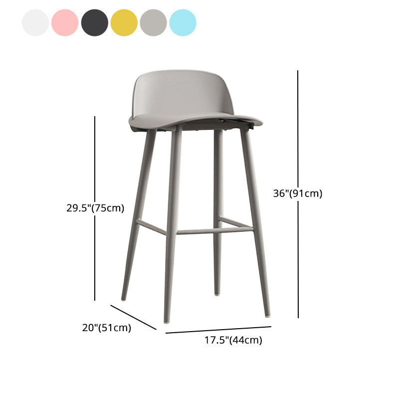 Modern Armless Backrest Counter Stool Steel Household Bar Stool with Plastic Seat Clearhalo 'Bar Furniture' 'Bar Stools' 'bar_stools' 'furn' 'furn_bar_stools' 'furniture_bar_stools' 'Kitchen & Dining Furniture' 'kitchen&dining_furn' 'kitchen' 'kitchen_furn' Furniture' 4259001