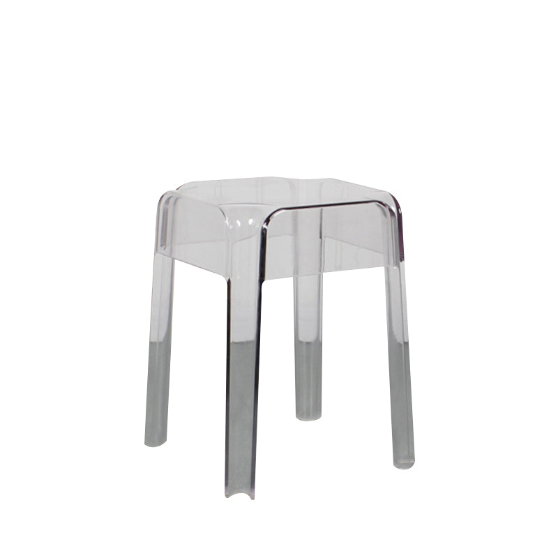 Modern Backless Plastic Bar Stool Footrest Square Stack-able Indoor Stool Clear 1 Piece Short Stool(18"H) Clearhalo 'Bar Furniture' 'Bar Stools' 'bar_stools' 'furn' 'furn_bar_stools' 'furniture_bar_stools' 'Kitchen & Dining Furniture' 'kitchen&dining_furn' 'kitchen' 'kitchen_furn' Furniture' 4259003