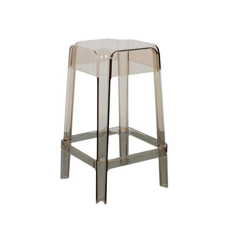 Modern Backless Plastic Bar Stool Footrest Square Stack-able Indoor Stool Amber 1 Piece Counter Stool(26"H) Clearhalo 'Bar Furniture' 'Bar Stools' 'bar_stools' 'furn' 'furn_bar_stools' 'furniture_bar_stools' 'Kitchen & Dining Furniture' 'kitchen&dining_furn' 'kitchen' 'kitchen_furn' Furniture' 4259010