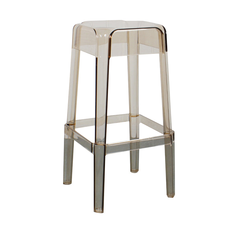 Modern Backless Plastic Bar Stool Footrest Square Stack-able Indoor Stool Amber 1 Piece Bar Stool(30"H) Clearhalo 'Bar Furniture' 'Bar Stools' 'bar_stools' 'furn' 'furn_bar_stools' 'furniture_bar_stools' 'Kitchen & Dining Furniture' 'kitchen&dining_furn' 'kitchen' 'kitchen_furn' Furniture' 4259012