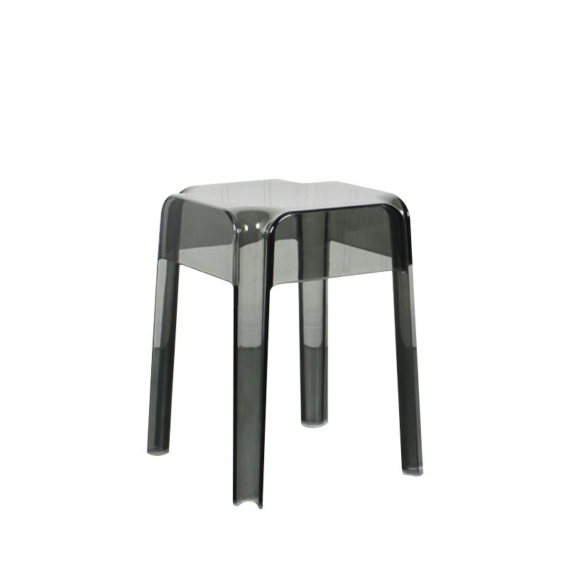 Modern Backless Plastic Bar Stool Footrest Square Stack-able Indoor Stool Smoke Gray 1 Piece Short Stool(18"H) Clearhalo 'Bar Furniture' 'Bar Stools' 'bar_stools' 'furn' 'furn_bar_stools' 'furniture_bar_stools' 'Kitchen & Dining Furniture' 'kitchen&dining_furn' 'kitchen' 'kitchen_furn' Furniture' 4259014