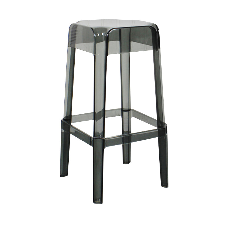Modern Backless Plastic Bar Stool Footrest Square Stack-able Indoor Stool Smoke Gray 1 Piece Bar Stool(30"H) Clearhalo 'Bar Furniture' 'Bar Stools' 'bar_stools' 'furn' 'furn_bar_stools' 'furniture_bar_stools' 'Kitchen & Dining Furniture' 'kitchen&dining_furn' 'kitchen' 'kitchen_furn' Furniture' 4259016