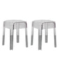 Modern Backless Plastic Bar Stool Footrest Square Stack-able Indoor Stool Clear 2 Piece Set Short Stool(18"H) Clearhalo 'Bar Furniture' 'Bar Stools' 'bar_stools' 'furn' 'furn_bar_stools' 'furniture_bar_stools' 'Kitchen & Dining Furniture' 'kitchen&dining_furn' 'kitchen' 'kitchen_furn' Furniture' 4259017