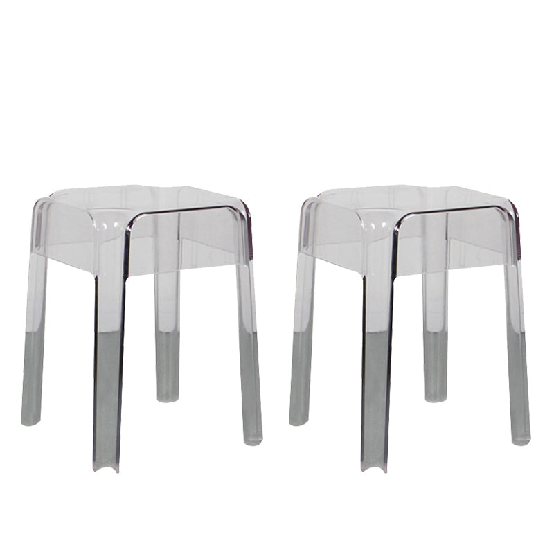 Modern Backless Plastic Bar Stool Footrest Square Stack-able Indoor Stool Clear 2 Piece Set Short Stool(18"H) Clearhalo 'Bar Furniture' 'Bar Stools' 'bar_stools' 'furn' 'furn_bar_stools' 'furniture_bar_stools' 'Kitchen & Dining Furniture' 'kitchen&dining_furn' 'kitchen' 'kitchen_furn' Furniture' 4259017