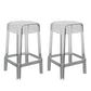 Modern Backless Plastic Bar Stool Footrest Square Stack-able Indoor Stool Clear 2 Piece Set Counter Stool(26"H) Clearhalo 'Bar Furniture' 'Bar Stools' 'bar_stools' 'furn' 'furn_bar_stools' 'furniture_bar_stools' 'Kitchen & Dining Furniture' 'kitchen&dining_furn' 'kitchen' 'kitchen_furn' Furniture' 4259018