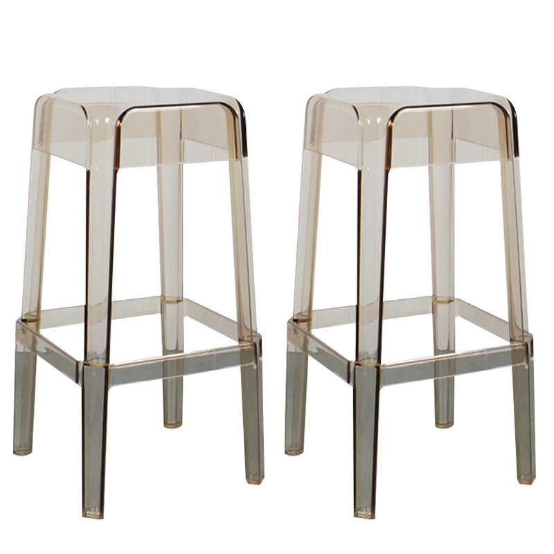 Modern Backless Plastic Bar Stool Footrest Square Stack-able Indoor Stool Amber 2 Piece Set Bar Stool(30"H) Clearhalo 'Bar Furniture' 'Bar Stools' 'bar_stools' 'furn' 'furn_bar_stools' 'furniture_bar_stools' 'Kitchen & Dining Furniture' 'kitchen&dining_furn' 'kitchen' 'kitchen_furn' Furniture' 4259022