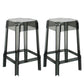 Modern Backless Plastic Bar Stool Footrest Square Stack-able Indoor Stool Smoke Gray 2 Piece Set Counter Stool(26"H) Clearhalo 'Bar Furniture' 'Bar Stools' 'bar_stools' 'furn' 'furn_bar_stools' 'furniture_bar_stools' 'Kitchen & Dining Furniture' 'kitchen&dining_furn' 'kitchen' 'kitchen_furn' Furniture' 4259024
