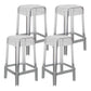 Modern Backless Plastic Bar Stool Footrest Square Stack-able Indoor Stool Clear 4 Piece Set Counter Stool(26"H) Clearhalo 'Bar Furniture' 'Bar Stools' 'bar_stools' 'furn' 'furn_bar_stools' 'furniture_bar_stools' 'Kitchen & Dining Furniture' 'kitchen&dining_furn' 'kitchen' 'kitchen_furn' Furniture' 4259027