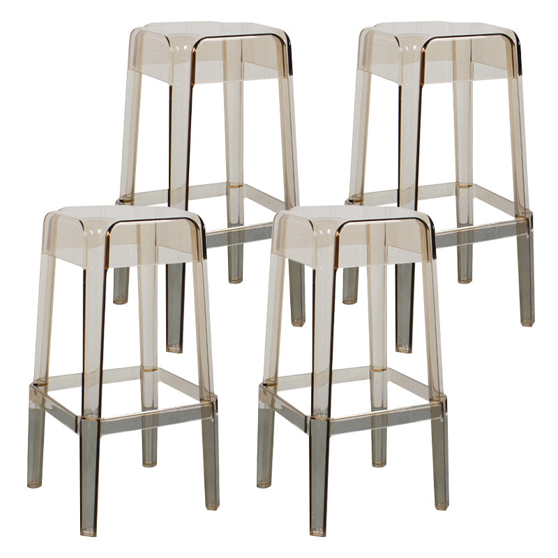 Modern Backless Plastic Bar Stool Footrest Square Stack-able Indoor Stool Amber 4 Piece Set Bar Stool(30"H) Clearhalo 'Bar Furniture' 'Bar Stools' 'bar_stools' 'furn' 'furn_bar_stools' 'furniture_bar_stools' 'Kitchen & Dining Furniture' 'kitchen&dining_furn' 'kitchen' 'kitchen_furn' Furniture' 4259031