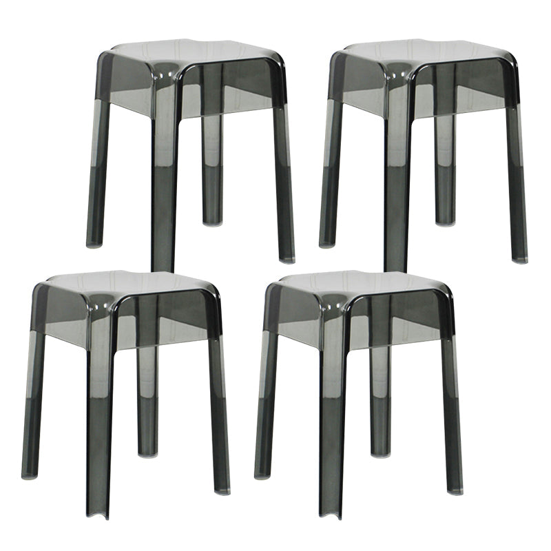 Modern Backless Plastic Bar Stool Footrest Square Stack-able Indoor Stool Smoke Gray 4 Piece Set Short Stool(18"H) Clearhalo 'Bar Furniture' 'Bar Stools' 'bar_stools' 'furn' 'furn_bar_stools' 'furniture_bar_stools' 'Kitchen & Dining Furniture' 'kitchen&dining_furn' 'kitchen' 'kitchen_furn' Furniture' 4259032