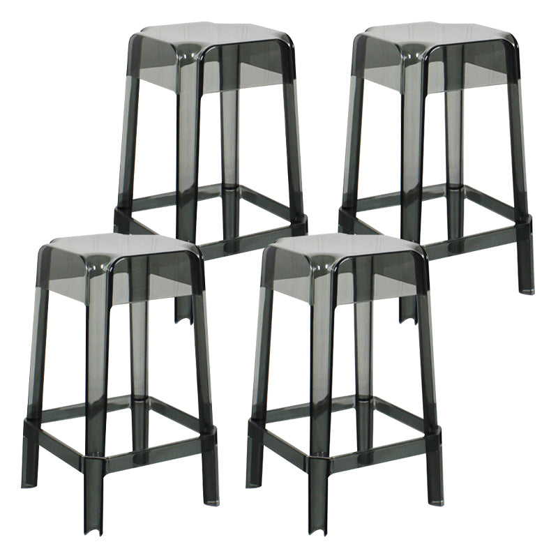 Modern Backless Plastic Bar Stool Footrest Square Stack-able Indoor Stool Smoke Gray 4 Piece Set Counter Stool(26"H) Clearhalo 'Bar Furniture' 'Bar Stools' 'bar_stools' 'furn' 'furn_bar_stools' 'furniture_bar_stools' 'Kitchen & Dining Furniture' 'kitchen&dining_furn' 'kitchen' 'kitchen_furn' Furniture' 4259033