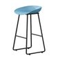 Contemporary Bucket Counter Bar Stool Armless Plastic Bar Stool with Footrest, Iron Base Blue 1 Piece Counter Stool(26"H) Clearhalo 'Bar Furniture' 'Bar Stools' 'bar_stools' 'furn' 'furn_bar_stools' 'furniture_bar_stools' 'Kitchen & Dining Furniture' 'kitchen&dining_furn' 'kitchen' 'kitchen_furn' Furniture' 4259045