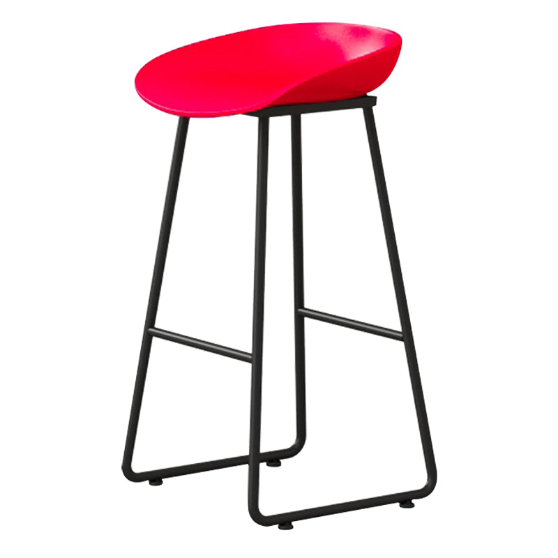 Contemporary Bucket Counter Bar Stool Armless Plastic Bar Stool with Footrest, Iron Base Red 1 Piece Bar Stool(30"H) Clearhalo 'Bar Furniture' 'Bar Stools' 'bar_stools' 'furn' 'furn_bar_stools' 'furniture_bar_stools' 'Kitchen & Dining Furniture' 'kitchen&dining_furn' 'kitchen' 'kitchen_furn' Furniture' 4259047