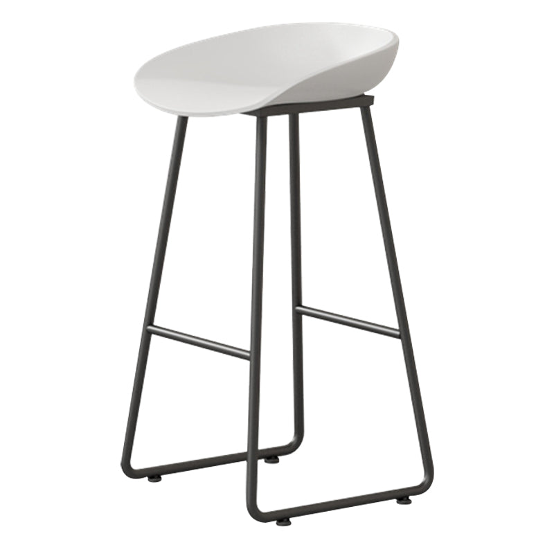Contemporary Bucket Counter Bar Stool Armless Plastic Bar Stool with Footrest, Iron Base White 1 Piece Bar Stool(30"H) Clearhalo 'Bar Furniture' 'Bar Stools' 'bar_stools' 'furn' 'furn_bar_stools' 'furniture_bar_stools' 'Kitchen & Dining Furniture' 'kitchen&dining_furn' 'kitchen' 'kitchen_furn' Furniture' 4259051