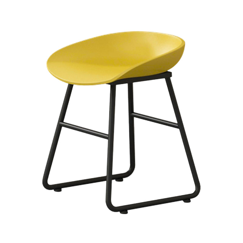 Contemporary Bucket Counter Bar Stool Armless Plastic Bar Stool with Footrest, Iron Base Yellow 1 Piece Short Stool(18"H) Clearhalo 'Bar Furniture' 'Bar Stools' 'bar_stools' 'furn' 'furn_bar_stools' 'furniture_bar_stools' 'Kitchen & Dining Furniture' 'kitchen&dining_furn' 'kitchen' 'kitchen_furn' Furniture' 4259052