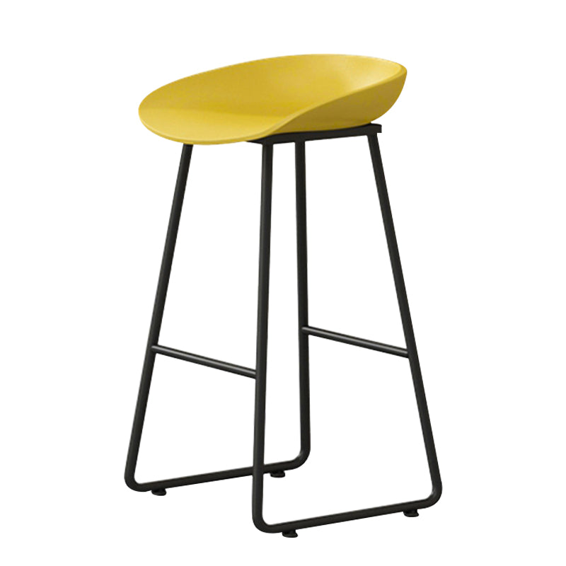 Contemporary Bucket Counter Bar Stool Armless Plastic Bar Stool with Footrest, Iron Base Yellow 1 Piece Counter Stool(26"H) Clearhalo 'Bar Furniture' 'Bar Stools' 'bar_stools' 'furn' 'furn_bar_stools' 'furniture_bar_stools' 'Kitchen & Dining Furniture' 'kitchen&dining_furn' 'kitchen' 'kitchen_furn' Furniture' 4259053