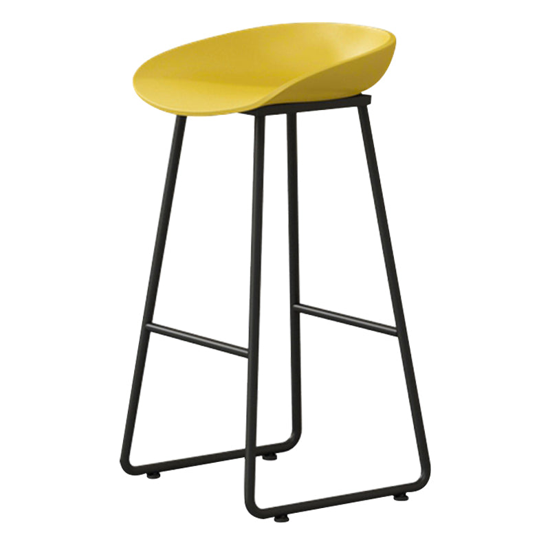 Contemporary Bucket Counter Bar Stool Armless Plastic Bar Stool with Footrest, Iron Base Yellow 1 Piece Bar Stool(30"H) Clearhalo 'Bar Furniture' 'Bar Stools' 'bar_stools' 'furn' 'furn_bar_stools' 'furniture_bar_stools' 'Kitchen & Dining Furniture' 'kitchen&dining_furn' 'kitchen' 'kitchen_furn' Furniture' 4259054
