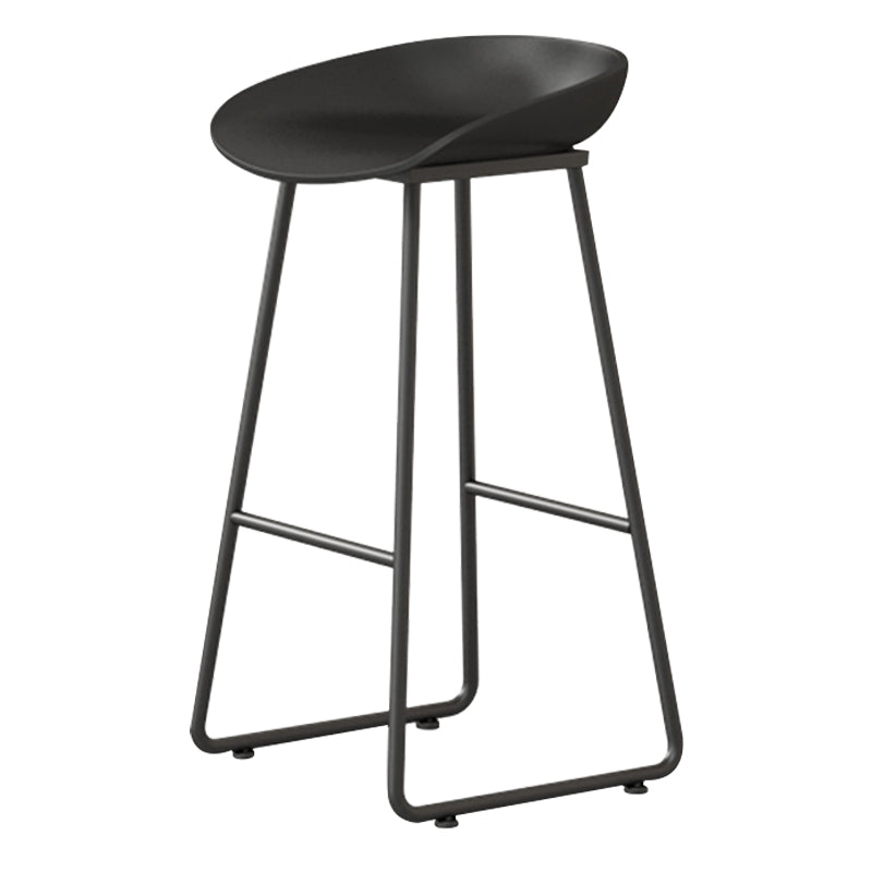 Contemporary Bucket Counter Bar Stool Armless Plastic Bar Stool with Footrest, Iron Base Black 1 Piece Bar Stool(30"H) Clearhalo 'Bar Furniture' 'Bar Stools' 'bar_stools' 'furn' 'furn_bar_stools' 'furniture_bar_stools' 'Kitchen & Dining Furniture' 'kitchen&dining_furn' 'kitchen' 'kitchen_furn' Furniture' 4259057