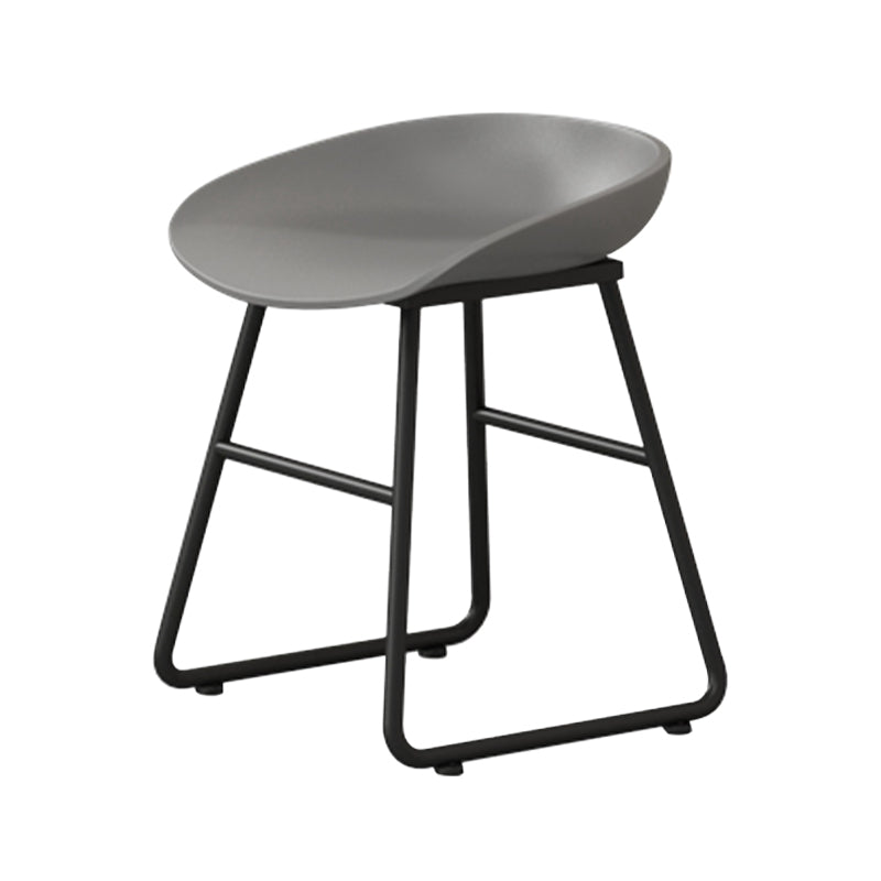 Contemporary Bucket Counter Bar Stool Armless Plastic Bar Stool with Footrest, Iron Base Gray 1 Piece Short Stool(18"H) Clearhalo 'Bar Furniture' 'Bar Stools' 'bar_stools' 'furn' 'furn_bar_stools' 'furniture_bar_stools' 'Kitchen & Dining Furniture' 'kitchen&dining_furn' 'kitchen' 'kitchen_furn' Furniture' 4259058