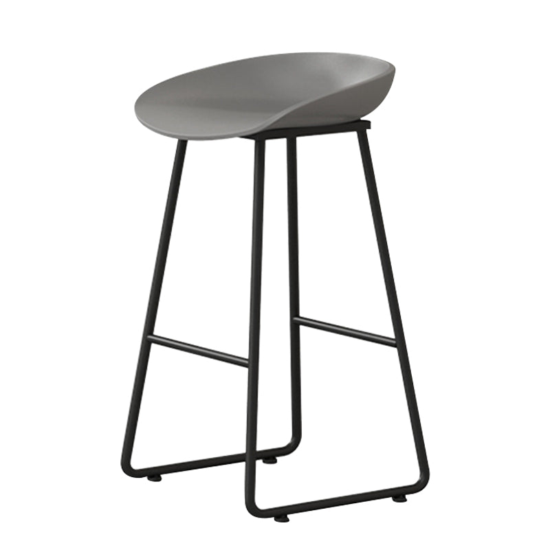 Contemporary Bucket Counter Bar Stool Armless Plastic Bar Stool with Footrest, Iron Base Gray 1 Piece Counter Stool(26"H) Clearhalo 'Bar Furniture' 'Bar Stools' 'bar_stools' 'furn' 'furn_bar_stools' 'furniture_bar_stools' 'Kitchen & Dining Furniture' 'kitchen&dining_furn' 'kitchen' 'kitchen_furn' Furniture' 4259059