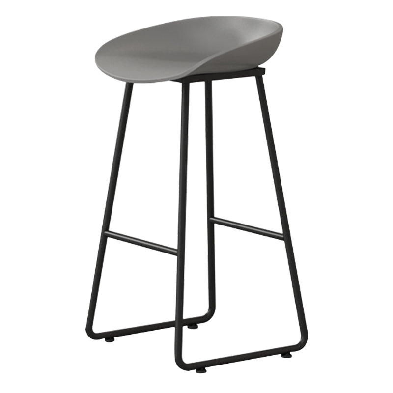 Contemporary Bucket Counter Bar Stool Armless Plastic Bar Stool with Footrest, Iron Base Gray 1 Piece Bar Stool(30"H) Clearhalo 'Bar Furniture' 'Bar Stools' 'bar_stools' 'furn' 'furn_bar_stools' 'furniture_bar_stools' 'Kitchen & Dining Furniture' 'kitchen&dining_furn' 'kitchen' 'kitchen_furn' Furniture' 4259060