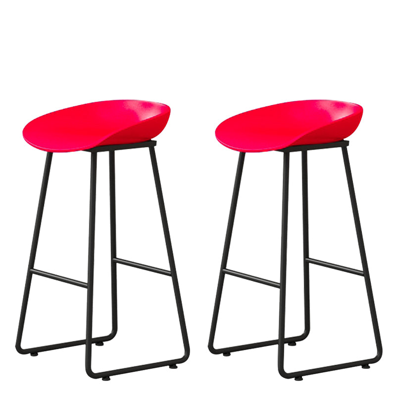 Contemporary Bucket Counter Bar Stool Armless Plastic Bar Stool with Footrest, Iron Base Red 2 Piece Set Bar Stool(30"H) Clearhalo 'Bar Furniture' 'Bar Stools' 'bar_stools' 'furn' 'furn_bar_stools' 'furniture_bar_stools' 'Kitchen & Dining Furniture' 'kitchen&dining_furn' 'kitchen' 'kitchen_furn' Furniture' 4259063
