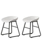 Contemporary Bucket Counter Bar Stool Armless Plastic Bar Stool with Footrest, Iron Base White 2 Piece Set Short Stool(18"H) Clearhalo 'Bar Furniture' 'Bar Stools' 'bar_stools' 'furn' 'furn_bar_stools' 'furniture_bar_stools' 'Kitchen & Dining Furniture' 'kitchen&dining_furn' 'kitchen' 'kitchen_furn' Furniture' 4259067