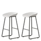 Contemporary Bucket Counter Bar Stool Armless Plastic Bar Stool with Footrest, Iron Base White 2 Piece Set Counter Stool(26"H) Clearhalo 'Bar Furniture' 'Bar Stools' 'bar_stools' 'furn' 'furn_bar_stools' 'furniture_bar_stools' 'Kitchen & Dining Furniture' 'kitchen&dining_furn' 'kitchen' 'kitchen_furn' Furniture' 4259068