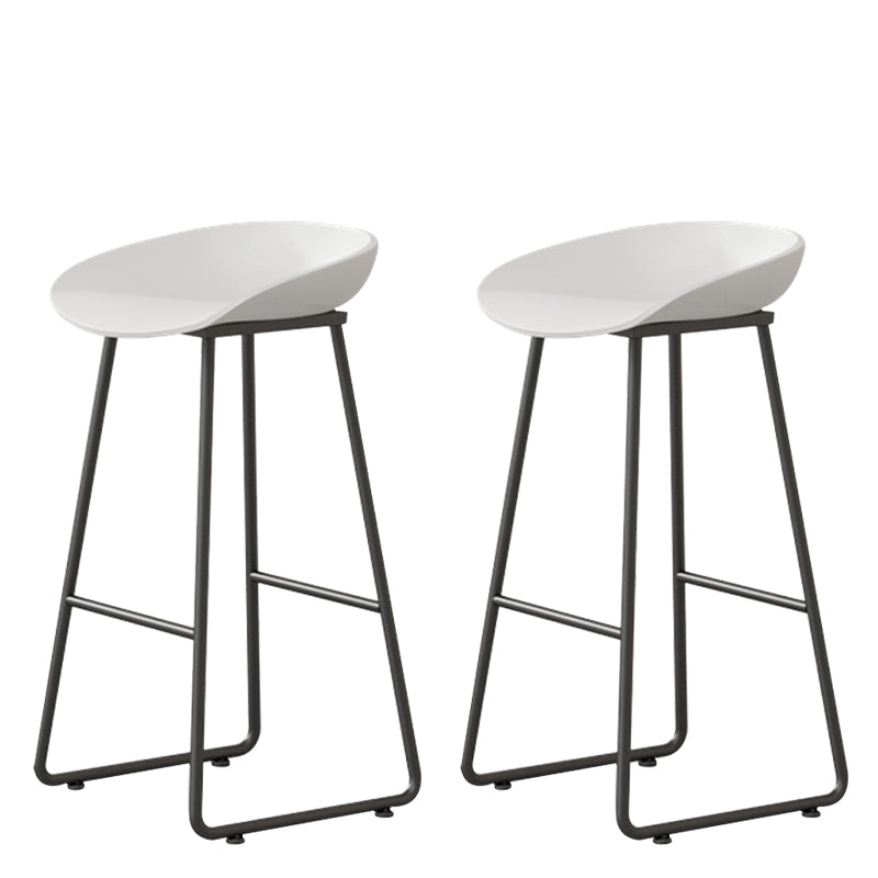 Contemporary Bucket Counter Bar Stool Armless Plastic Bar Stool with Footrest, Iron Base White 2 Piece Set Bar Stool(30"H) Clearhalo 'Bar Furniture' 'Bar Stools' 'bar_stools' 'furn' 'furn_bar_stools' 'furniture_bar_stools' 'Kitchen & Dining Furniture' 'kitchen&dining_furn' 'kitchen' 'kitchen_furn' Furniture' 4259069