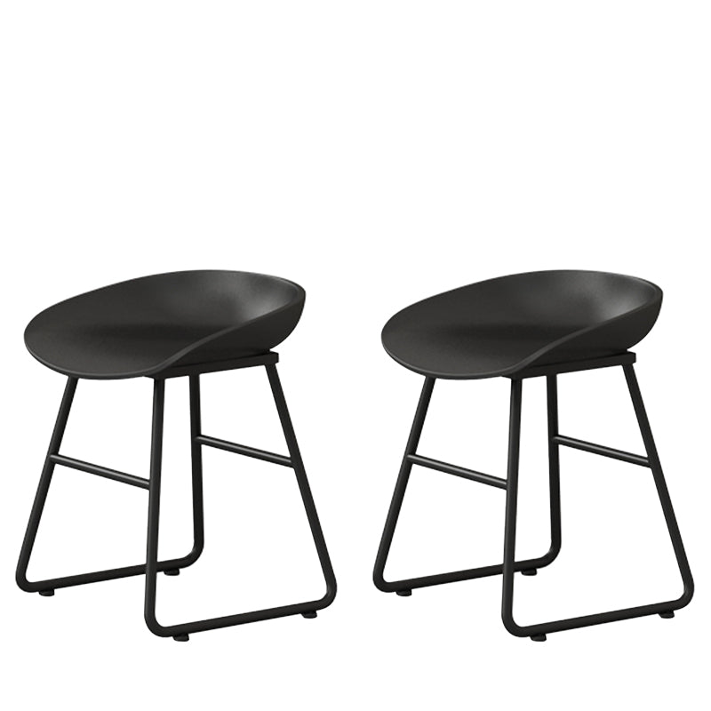 Contemporary Bucket Counter Bar Stool Armless Plastic Bar Stool with Footrest, Iron Base Black 2 Piece Set Short Stool(18"H) Clearhalo 'Bar Furniture' 'Bar Stools' 'bar_stools' 'furn' 'furn_bar_stools' 'furniture_bar_stools' 'Kitchen & Dining Furniture' 'kitchen&dining_furn' 'kitchen' 'kitchen_furn' Furniture' 4259073
