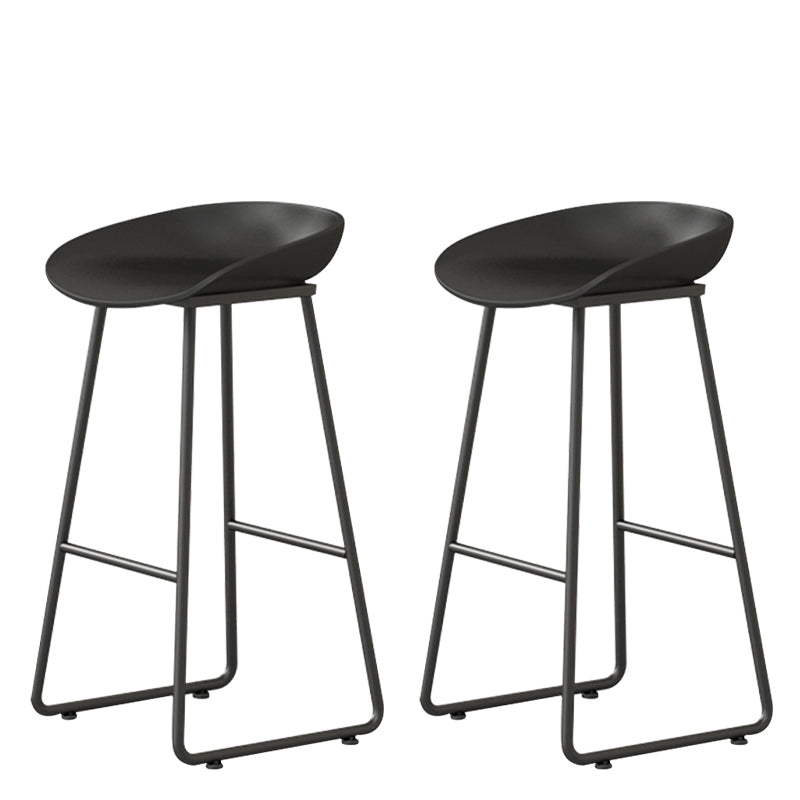 Contemporary Bucket Counter Bar Stool Armless Plastic Bar Stool with Footrest, Iron Base Black 2 Piece Set Bar Stool(30"H) Clearhalo 'Bar Furniture' 'Bar Stools' 'bar_stools' 'furn' 'furn_bar_stools' 'furniture_bar_stools' 'Kitchen & Dining Furniture' 'kitchen&dining_furn' 'kitchen' 'kitchen_furn' Furniture' 4259075