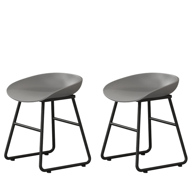Contemporary Bucket Counter Bar Stool Armless Plastic Bar Stool with Footrest, Iron Base Gray 2 Piece Set Short Stool(18"H) Clearhalo 'Bar Furniture' 'Bar Stools' 'bar_stools' 'furn' 'furn_bar_stools' 'furniture_bar_stools' 'Kitchen & Dining Furniture' 'kitchen&dining_furn' 'kitchen' 'kitchen_furn' Furniture' 4259076