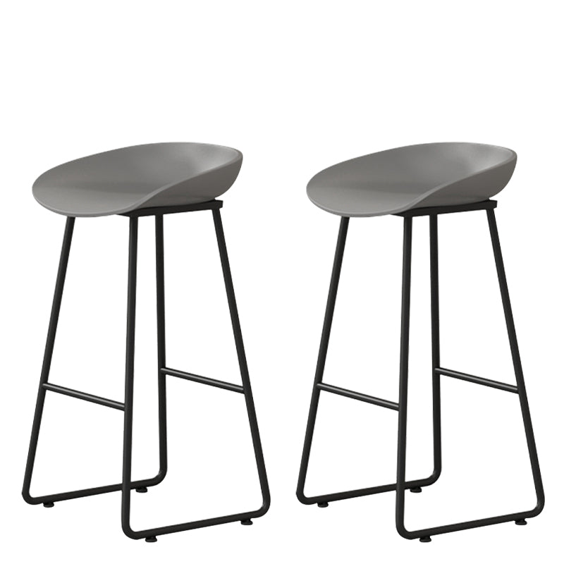 Contemporary Bucket Counter Bar Stool Armless Plastic Bar Stool with Footrest, Iron Base Gray 2 Piece Set Bar Stool(30"H) Clearhalo 'Bar Furniture' 'Bar Stools' 'bar_stools' 'furn' 'furn_bar_stools' 'furniture_bar_stools' 'Kitchen & Dining Furniture' 'kitchen&dining_furn' 'kitchen' 'kitchen_furn' Furniture' 4259078