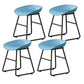 Contemporary Bucket Counter Bar Stool Armless Plastic Bar Stool with Footrest, Iron Base Blue 4 Piece Set Short Stool(18"H) Clearhalo 'Bar Furniture' 'Bar Stools' 'bar_stools' 'furn' 'furn_bar_stools' 'furniture_bar_stools' 'Kitchen & Dining Furniture' 'kitchen&dining_furn' 'kitchen' 'kitchen_furn' Furniture' 4259082