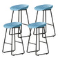 Contemporary Bucket Counter Bar Stool Armless Plastic Bar Stool with Footrest, Iron Base Blue 4 Piece Set Counter Stool(26"H) Clearhalo 'Bar Furniture' 'Bar Stools' 'bar_stools' 'furn' 'furn_bar_stools' 'furniture_bar_stools' 'Kitchen & Dining Furniture' 'kitchen&dining_furn' 'kitchen' 'kitchen_furn' Furniture' 4259083